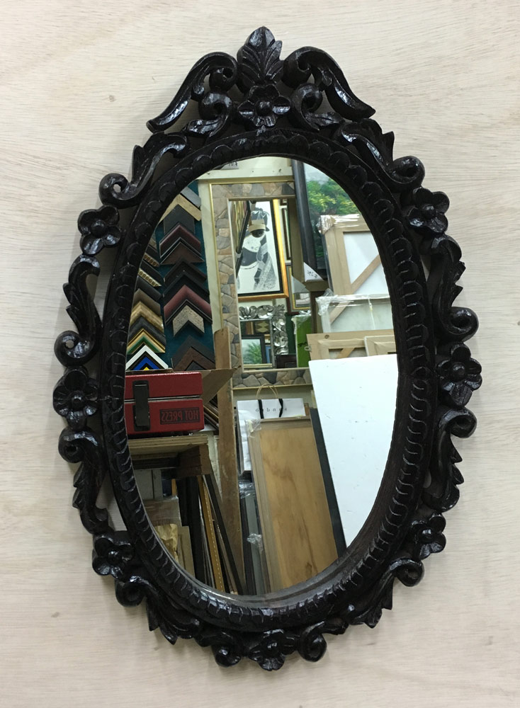 Solid curve wood mirror