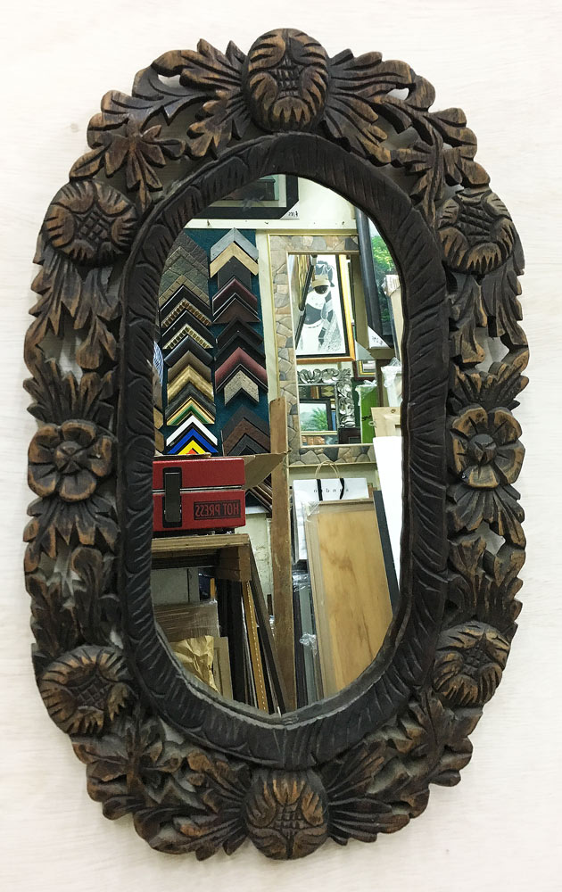 Oval Solid curve wood mirror