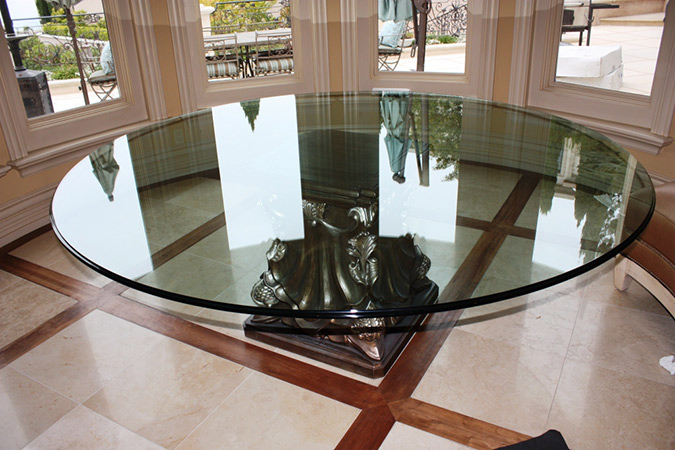Round Grey Tinted Tempered Glass for Dining table