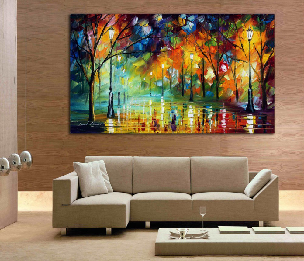 night street scene ,canvas stretching painting hanging on wall