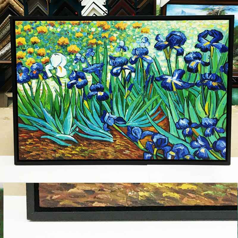 Black floater frame for flower painting