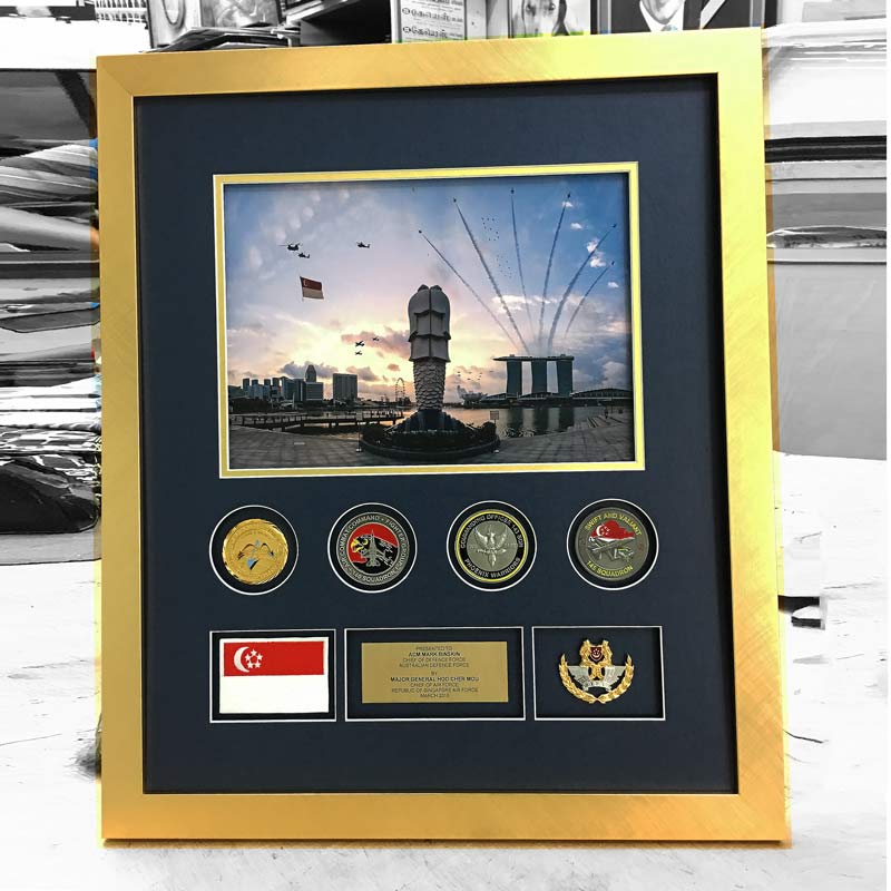 memorabilla frame of medal for retiring senior office